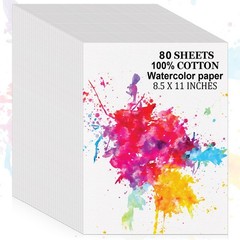 80 Sheets 8.5×11 Inch 100% Cotton Watercolor Paper 140lb/300 GSM Cold Press