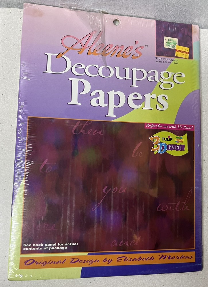 TRUE ROMANCE Decoupage Papers by Aleene’s NIP