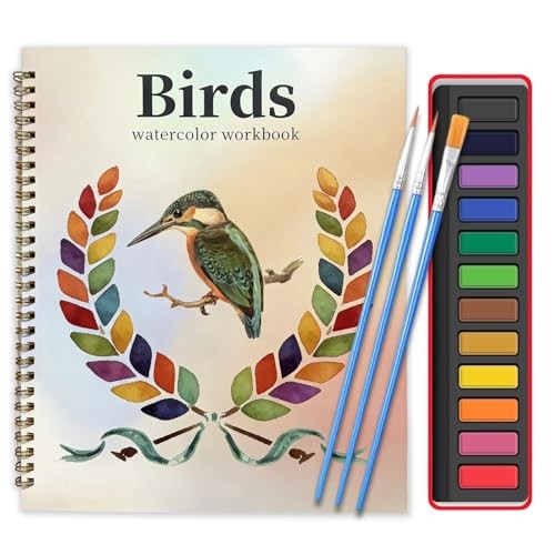 LAOBUSEI Watercolor Workbook, Large 10.3×8.3” Beginner Friendly NEW-Birds