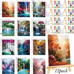 12 Pack Pre Drawn Canvas Painting Kit 8 X 10 Inches Realistic Landscape Art