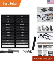 Artist-Grade Compressed Charcoal Kit with Soft, Medium, Hard Sticks & Pastels