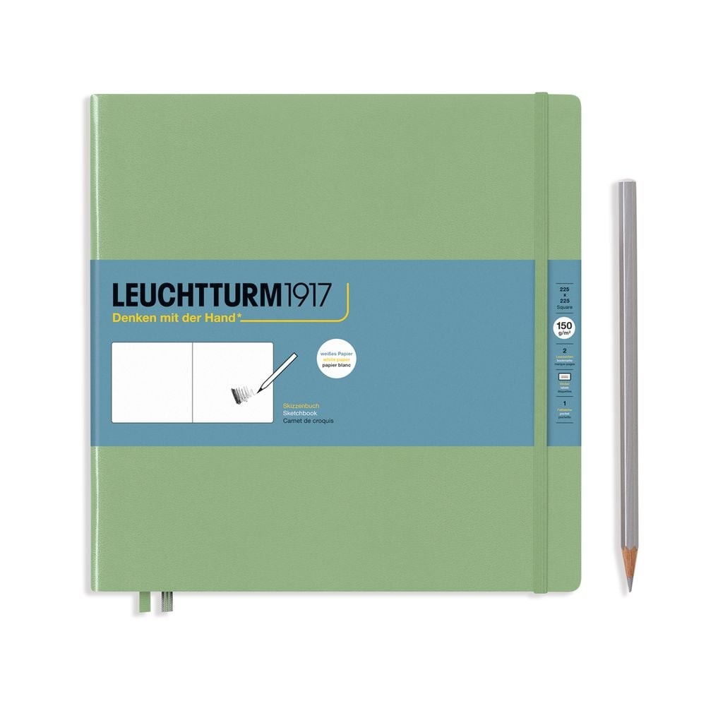 Sketchbook Hardcover, Plain, 112 Pages (Sage) – 225x225mm