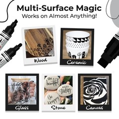 5 Acrylic Black Paint Pen – Dual Tip Fine & Jumbo Size Ink Pens (1mm, 3mm, 5m…
