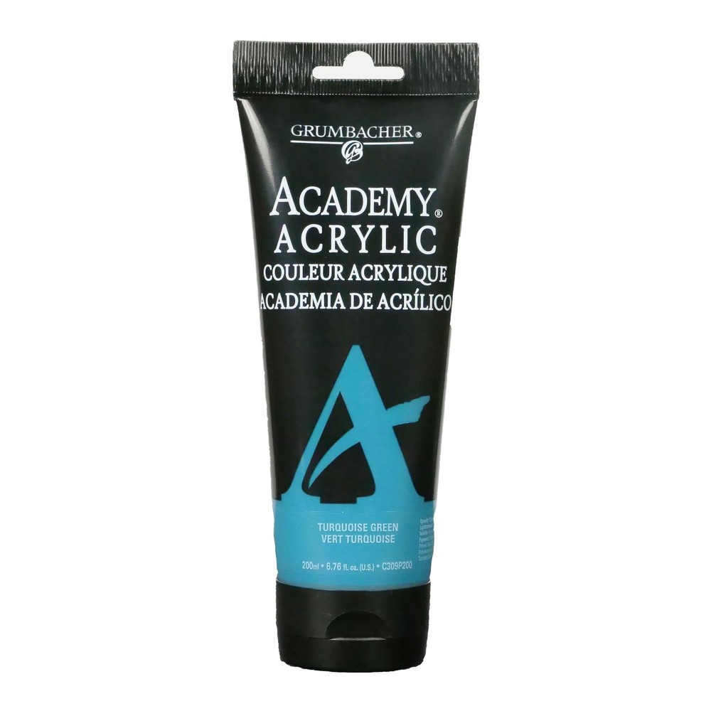 Academy Acrylic Paint Turquoise Green C309P200 Plastic Tube 200ml/6.8 Oz