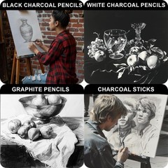 22 PCS Professional Charcoal Pencil Drawing Sketching Shading Art Supply Set