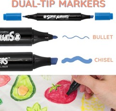 Super Markers 20 Vibrant Dual Tip Fabric Markers – Fine & Chisel Point Pens F…