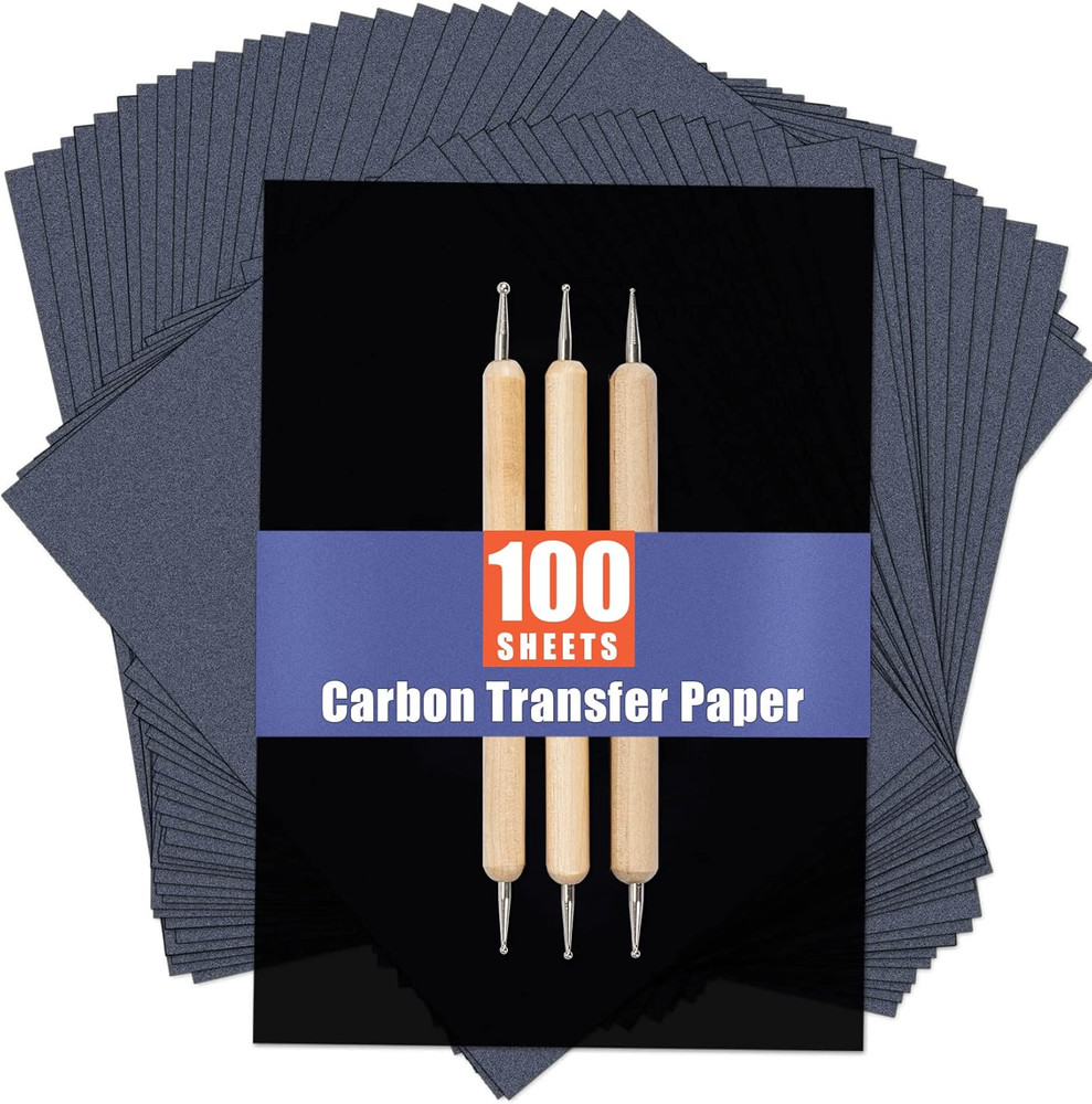 100 Sheets Carbon Paper Sheets, Carbon Transfer Paper with 3PCS Embossing Stylus