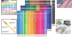 Vibrant Colored Pencils – 80 Soft Core Pencils for Adult and Kids Coloring