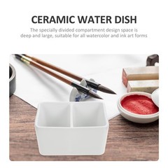 Ceramic Paint Palette, 5.1×2.7in Large Gouache Palette Paintbrush Wash Bowl, …