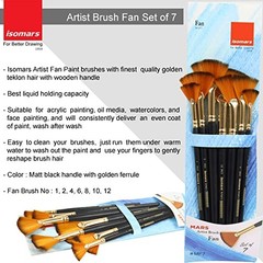 7Pc Fan Paint Brush Set Acrylic, Watercolor & Oil Brushes for Textures & Effects