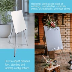 66″ Silver Aluminum Display Easel and Presentation Stand, Floor and Tabletop Use