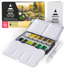 ARTEZA Premium Watercolor Paint Half-Pans With Metal Storage Tin ~ YOU CHOOSE!