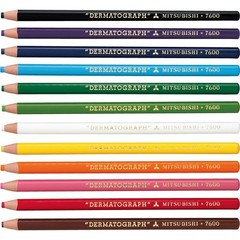 Mitsubishi Pencil K760012C Oil-Based Dermatograph Colored Pencils, No. 7600, …