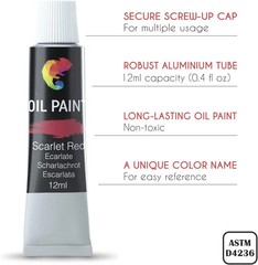 Oil Paint Set 48 X 12Ml (0.4Oz) Pack of 48 Tubes of Oil Paints for Canvas Painti
