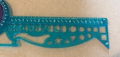 Fiskars Protractor Plus 4 Tools in One Numbers Shapes Stencils Circles