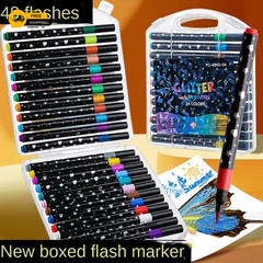 24/48/72/96 Colors Dual Brush Tip Glitter Art Markers Metallic Paint Marker Pens