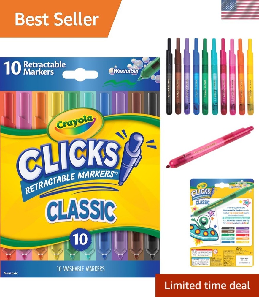 10 Assorted Cone Tip Markers – Washable & Non-toxic Art Supplies for Kids