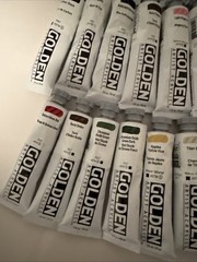LOT OF 50 GOLDEN Acrylic Artist Colors Paints 2fl oz Tubes *NEW *FREE SHIPPING!