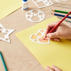 JJUNW 12 Pcs Drawing Stencil, Geometric Stencils Art Painting 5in, Beige