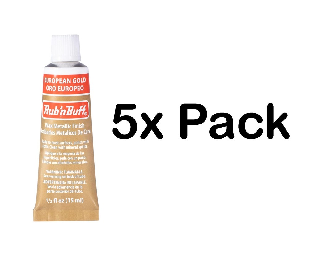 5x Pack – Amaco Rub ‘N Buff Wax Metallic Finish, European Gold, 0.5-Fluid Ounce