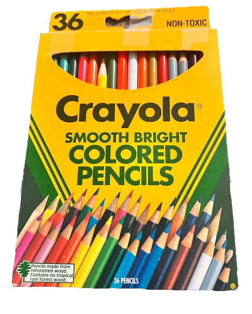 VTG 1992 Binney & Smith Crayola 36 Smooth Bright Colored Pencils Non-Toxic 4036