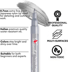 Acrylic Paint Pens Set 4Pcs Gold Silver 0.7mm Fine Tip Permanent Art Markers