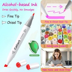 Professional Quality Alcohol Markers – 81 Colors Art Set with Color-Coded Caps
