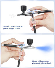 Airbrush Kit with Air Compressor,Dual-Action & Dual-Airflow 50 PSI High Pressure