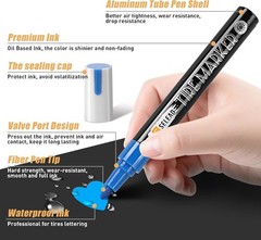 Tire Marker White Red Yellow Blue – 8 Pack Paint Pens for Car Tires Lettering, P