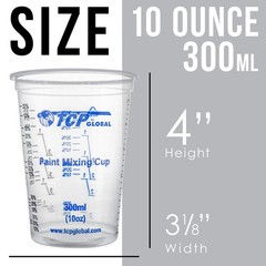 10 oz. (300ml) Graduated Plastic Mixing Cups – Box of 100 with 50 Mixing Stic…