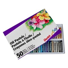 Pentel Oil Pastels – 50 Color Set (PHN-50) 50 Count (Pack of 1), Multicolor