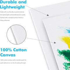 Bulk Canvases for Painting, 5 X 7 Inch Value Pack of 40, Gesso Primed White Blan