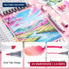 Alcohol Markers Set, 24 Colors Dual Brush Tip Art Coloring Markers for Adult Dra