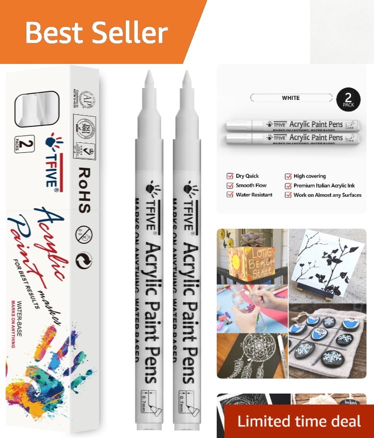 Versatile White Paint Pens – 2 Pack, Waterproof Acrylic Marker for All Surfaces