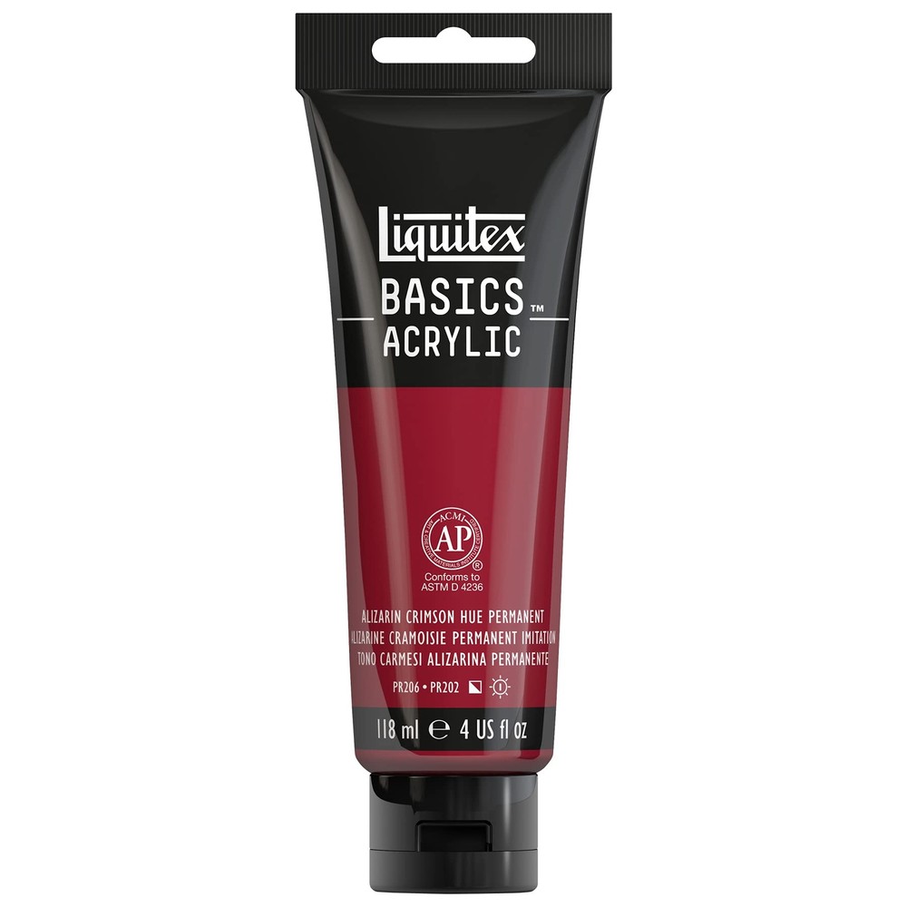 Liquitex Basics Alizarin Crimson Hue Acrylic Paint 4 Oz Thick Satin Finish