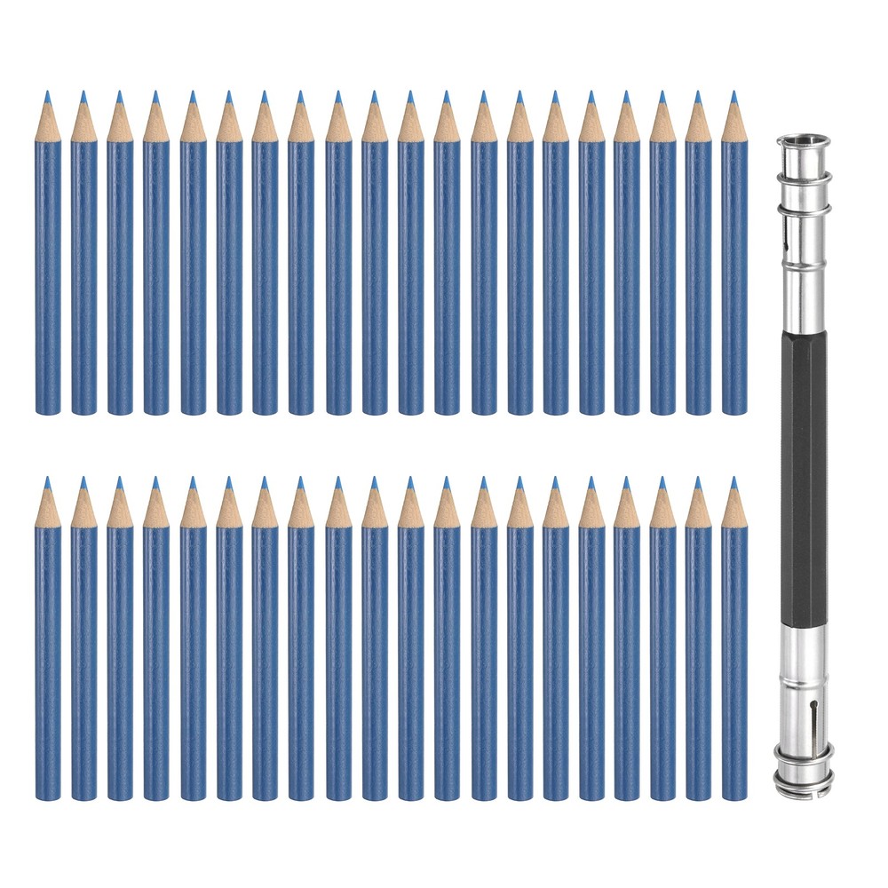 50Pcs Mini Colored Pencils 3.5 Inch Coloring Pencils with Extender, Light Blue