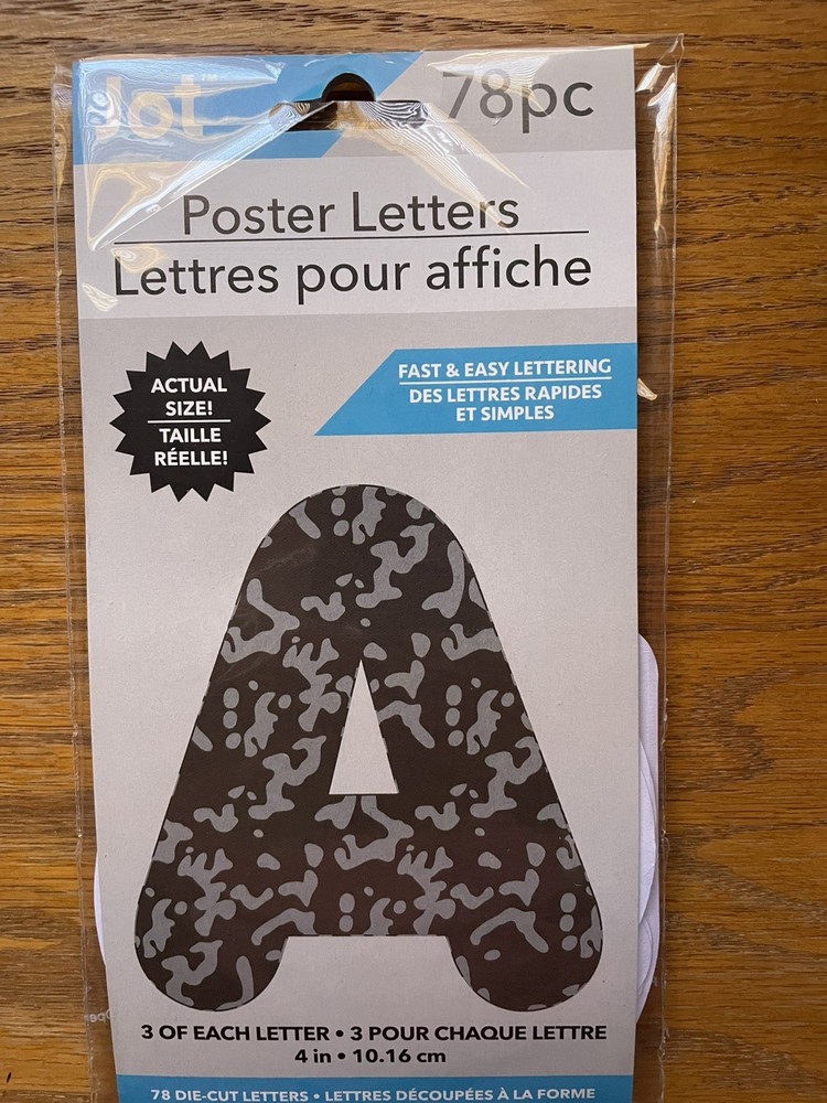 New 78pc Jot Poster Letters 4″ Gray/Black — FREE SHIPPING