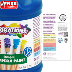 Paraben-Free Tempera Paint for Kids – 1 Gallon, Vibrant Blue. Non-Toxic and Made