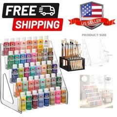 Heightened Clear Paint Organizer with Paint Brush Holder 5-Tier Acrylic Craft…