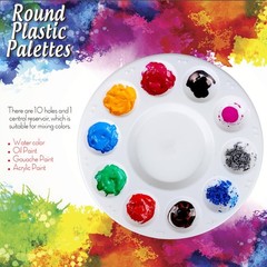 Round Paint Tray Palettes and Brushes Set Small Black Art Painting Kit
