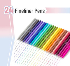 Mr. Pen- Colored Fineliner Pens, 24 Pack, 0.4mm, Ergonomic Triangular Barrels, S