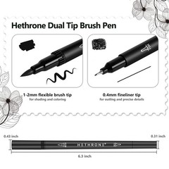 Hethrone Black Markers for Drawing – Brush Pens with Felt Tips for Artists –