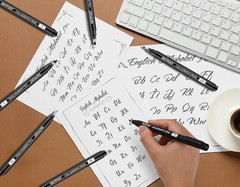 GETFOO 10 Size Calligraphy Pen Set, Hand Lettering Brush Pens for Black