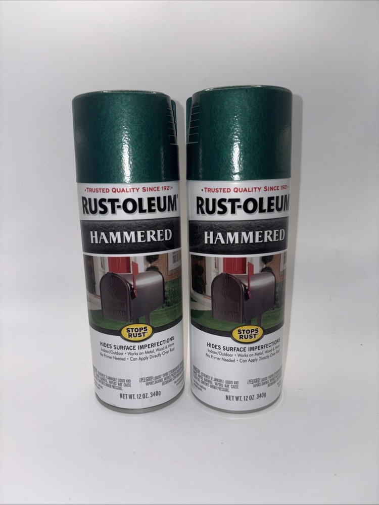 2 Rust-Oleum Hammered Deep Green Spray Paint 12oz Textured Finish 7211830 NEW