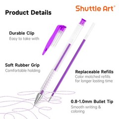 Shuttle Art 260 Pack Gel Pens Set 220% Ink Gel Pen for Adult Coloring Books Art