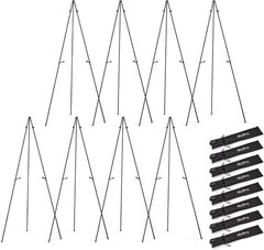 New Lot of 7, 6-Nicpro Folding Easels 63 Inch Metal Floor Easel Stand with Bags