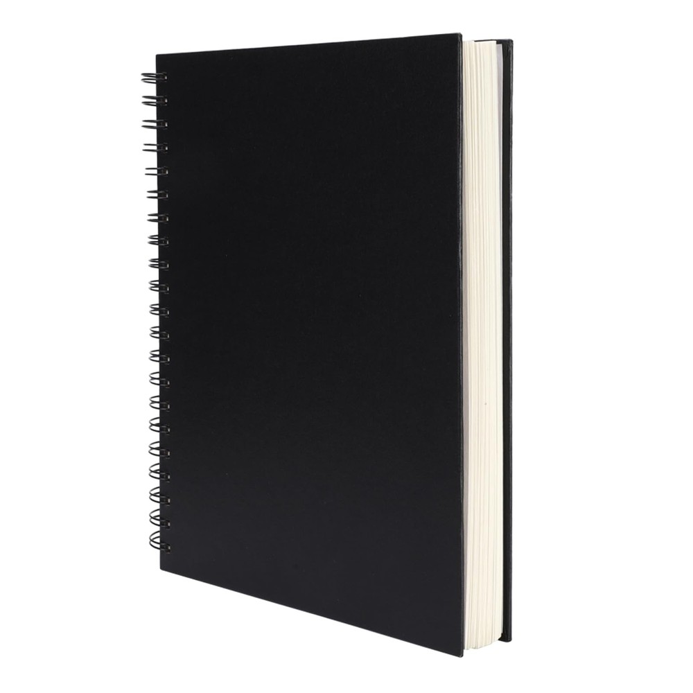 Hardbound Sketch Pad 8.5×11, 80 Page Drawing Book, 90gsm Art Paper, Black