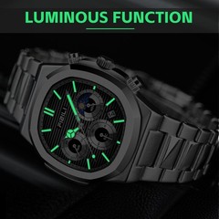 Men’s Fashion Watch Stainless Steel Business Quartz Watches Luxury Waterproof…
