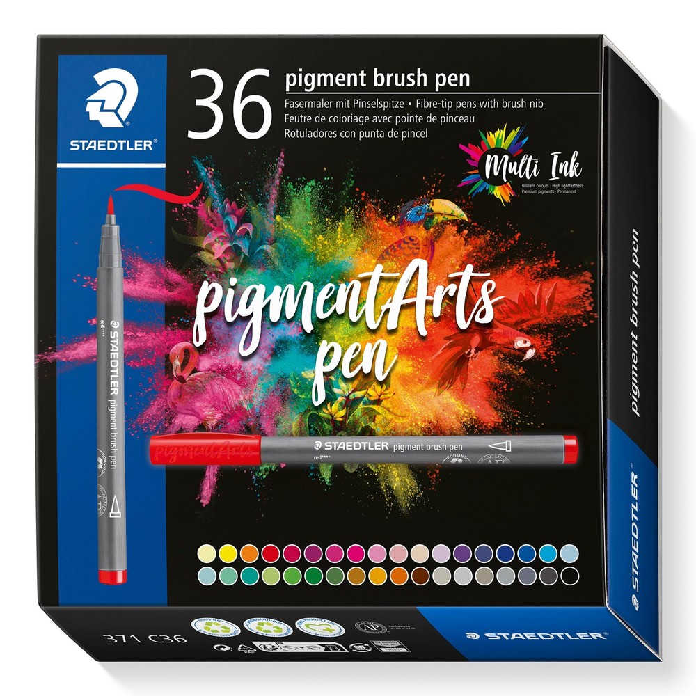 STAEDTLER Pigment Arts Brush Pen – Assorted Basic Colours, Office Product