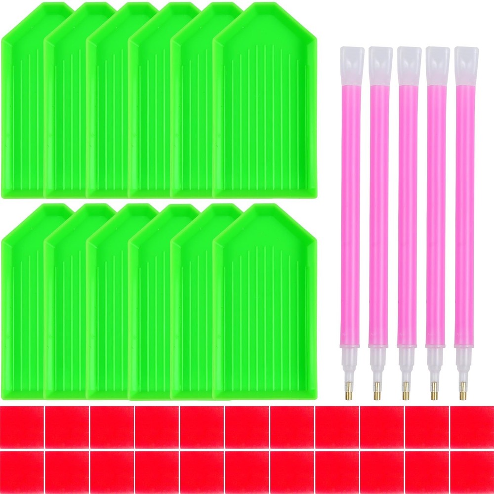 QYING 39PCS Diamond Art Painting Tools and 5.3 inches x 7.1 inches, GREEN